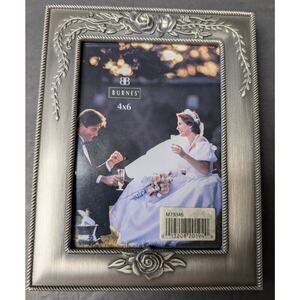 Burnes Of Boston Mini Max Photo Album 4x6 Silvertone Metal Frame Velour Cover
